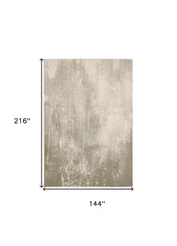 12' X 18' Gold Gray And Ivory Abstract Area Rug
