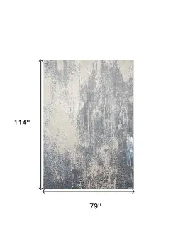 7' X 10' Gray Blue and Ivory Abstract Non Skid Area Rug