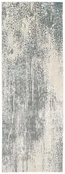 8' Gray and Ivory Abstract Power Loom Runner Rug