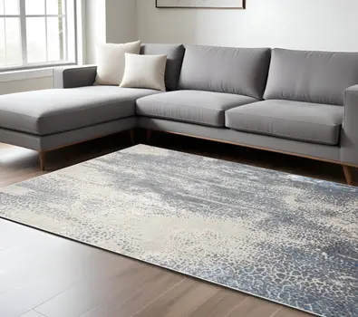 13' X 20' Gray And Ivory Abstract Area Rug