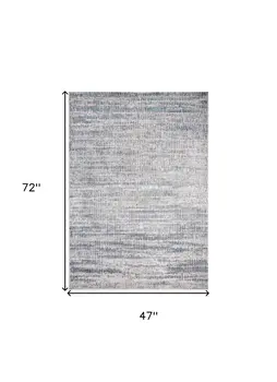 4' X 6' Blue and Ivory Abstract Non Skid Area Rug