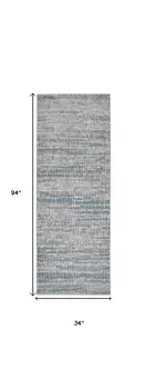 8' Gray and Ivory Abstract Power Loom Runner Rug