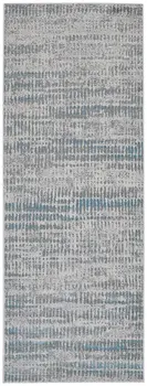 8' Gray and Ivory Abstract Power Loom Runner Rug