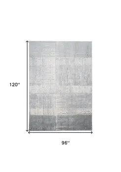 8' X 10' Gray and White Abstract Non Skid Area Rug