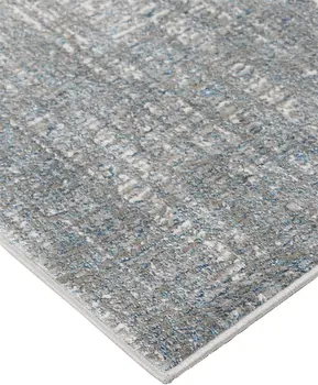 7' X 10' Gray and White Abstract Non Skid Area Rug