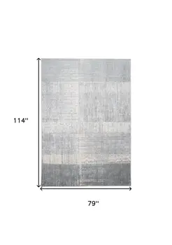 7' X 10' Gray and White Abstract Non Skid Area Rug