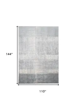 9' X 12' White Gray And Blue Abstract Area Rug