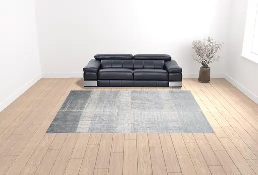 10' X 13' White Gray And Blue Abstract Stain Resistant Area Rug