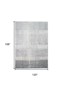 10' X 13' White Gray And Blue Abstract Stain Resistant Area Rug