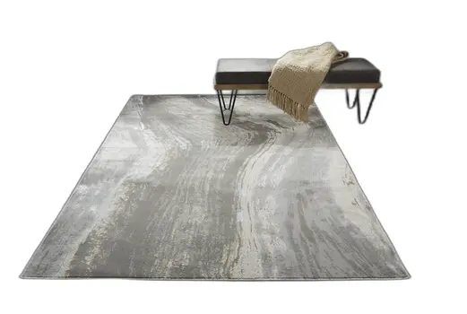 9' X 12' Gray Ivory And Blue Abstract Area Rug