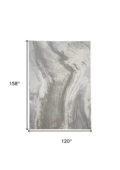 10' X 13' Blue and Gray Abstract Power Loom Area Rug