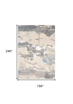 13' X 20' Gray and Ivory Abstract Area Rug