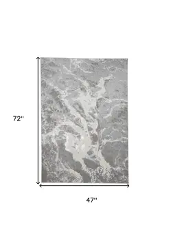 4' X 6' Gray and Ivory Abstract Power Loom Area Rug