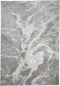 4' X 6' Gray and Ivory Abstract Power Loom Area Rug