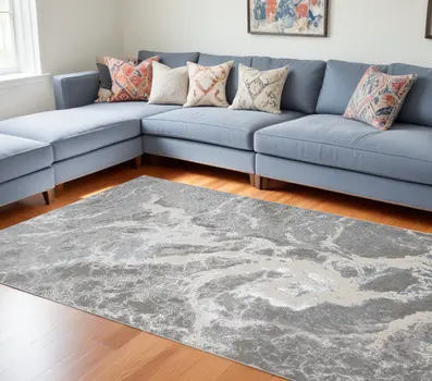 8' X 10' Gray and Ivory Abstract Area Rug