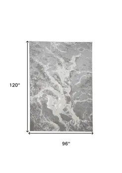 8' X 10' Gray and Ivory Abstract Area Rug