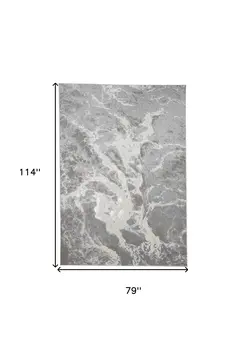7' X 10' Gray and Ivory Abstract Power Loom Area Rug