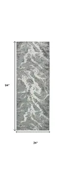 8' Gray and Ivory Abstract Power Loom Runner Rug