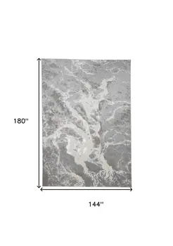 12' X 15' Gray and Ivory Abstract Power Loom Area Rug