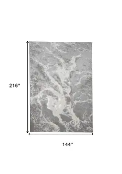 12' X 18' Gray and Ivory Abstract Power Loom Area Rug