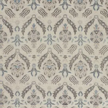 5' X 8' Gray and Ivory Wool Floral Hand Knotted Area Rug