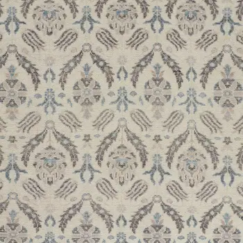 2' X 3' Gray and Ivory Wool Floral Hand Knotted Area Rug