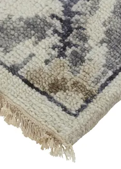 9' X 12' Ivory Gray And Taupe Wool Floral Hand Knotted Stain Resistant Area Rug