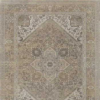 10' X 14' Brown Ivory And Tan Floral Power Loom Distressed Area Rug