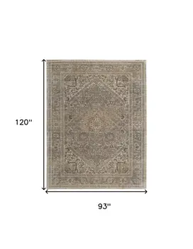 8' X 10' Tan Brown And Ivory Floral Power Loom Distressed Area Rug