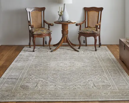 2' X 3' Tan Brown And Ivory Floral Power Loom Distressed Area Rug