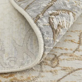 2' X 3' Silver Tan And Gray Floral Power Loom Area Rug