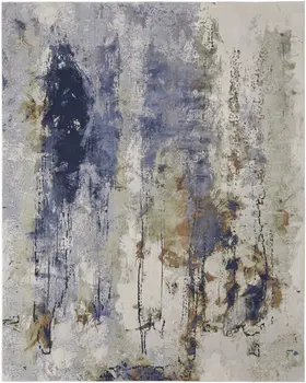 4' X 6' Blue and Ivory Abstract Power Loom Area Rug