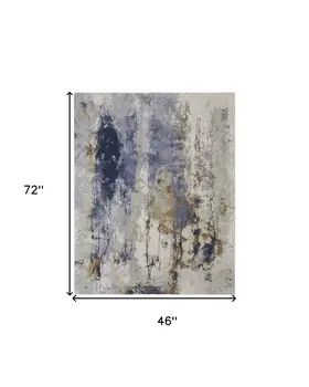 4' X 6' Blue and Ivory Abstract Power Loom Area Rug