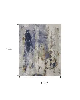 9' X 12' Blue Orange And Ivory Abstract Power Loom Area Rug