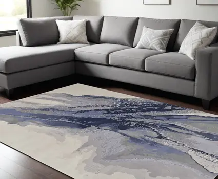 10' X 13' Gray and Ivory Abstract Power Loom Area Rug