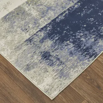 2' X 3' Blue Green And Ivory Abstract Power Loom Distressed Area Rug