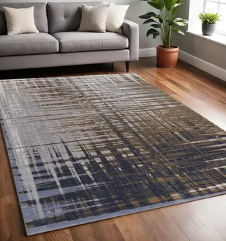 5' X 8' Blue and Gray Abstract Power Loom Area Rug