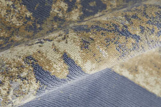 8' X 10' Blue and Gray Abstract Power Loom Distressed Area Rug