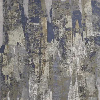 12' X 15' Blue Gray And Tan Abstract Power Loom Distressed Area Rug