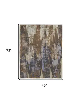4' X 6' Blue and Ivory Abstract Power Loom Distressed Area Rug