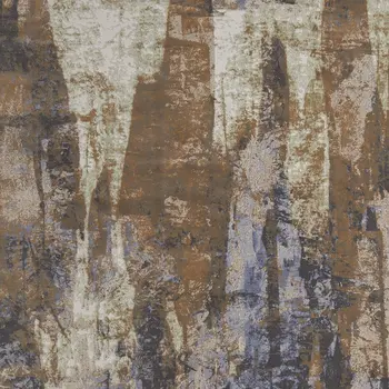 4' X 6' Blue and Ivory Abstract Power Loom Distressed Area Rug