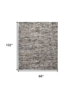 5' X 8' Gray Blue And Silver Wool Abstract Hand Knotted Area Rug