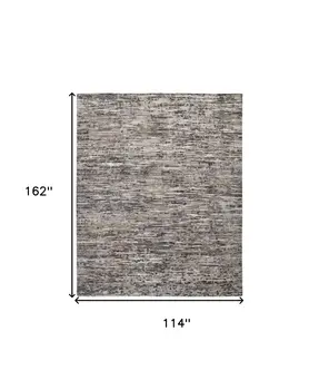 10' X 13' Gray Blue And Silver Wool Abstract Hand Knotted Area Rug