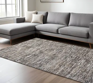 10' X 13' Gray Brown And Beige Wool Abstract Hand Knotted Area Rug