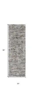 8' Gray Blue And Silver Wool Abstract Hand Knotted Runner Rug