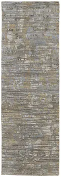 8' Brown And Gray Wool Abstract Hand Knotted Runner Rug