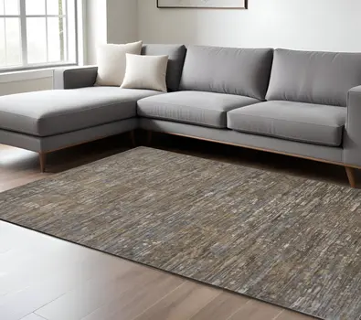12' X 15' Brown And Gray Wool Abstract Hand Knotted Area Rug