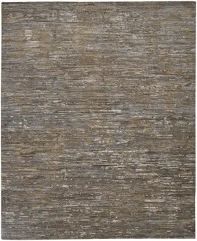 2' X 3' Brown and Ivory Wool Abstract Hand Knotted Area Rug