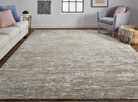 2' X 3' Brown and Ivory Wool Abstract Hand Knotted Area Rug