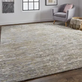 2' X 3' Brown and Ivory Wool Abstract Hand Knotted Area Rug